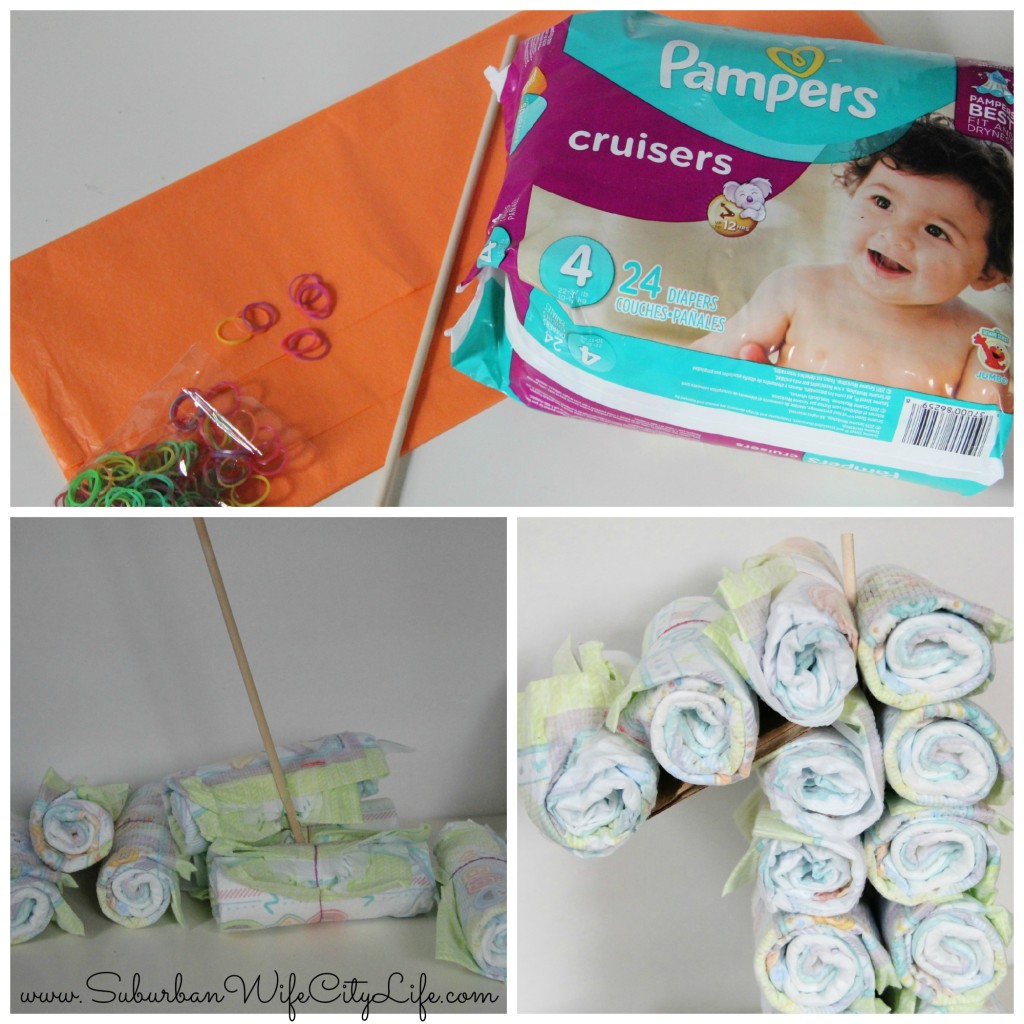 1st Birthday Diaper Cake steps