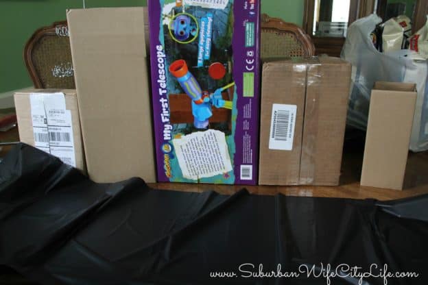 Cityscape from recycled boxes