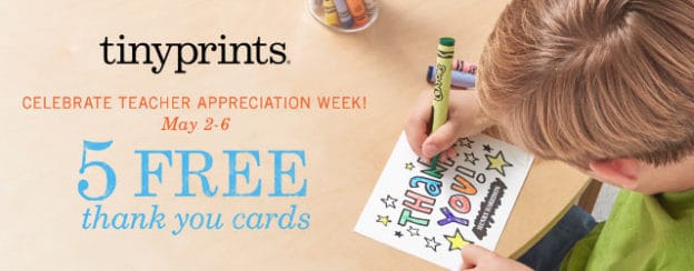 Tiny Prints Teacher Appreciation 5 free thank you cards