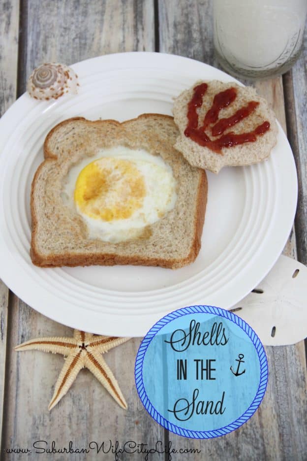 Shells in the Sand - a fun twist on eggs in a nest with Nature's Harvest Bread