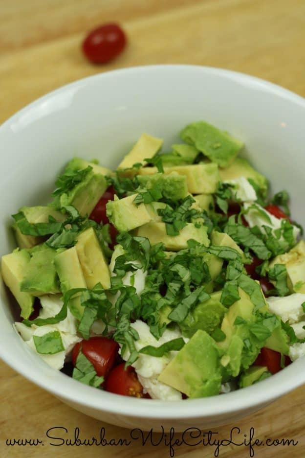 Avocado Caprese Salad with basil