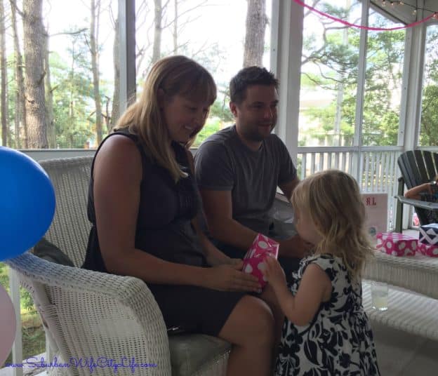 Gender Reveal Opening the reveal package
