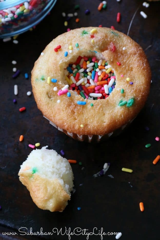 Surprise Cupcakes filled with Sprinkles