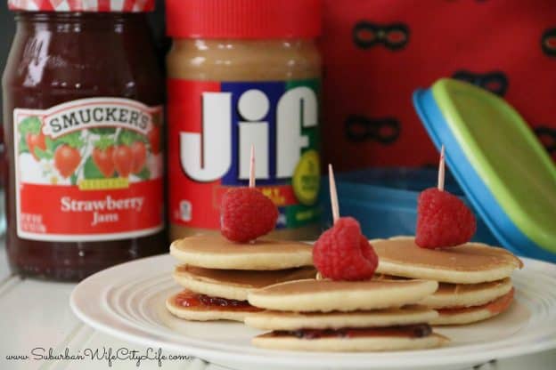PB+J Mini Pancake sandwiches