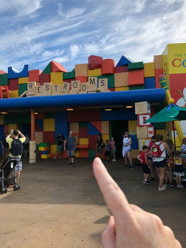 Toy Story Land Block Wall is the restroom