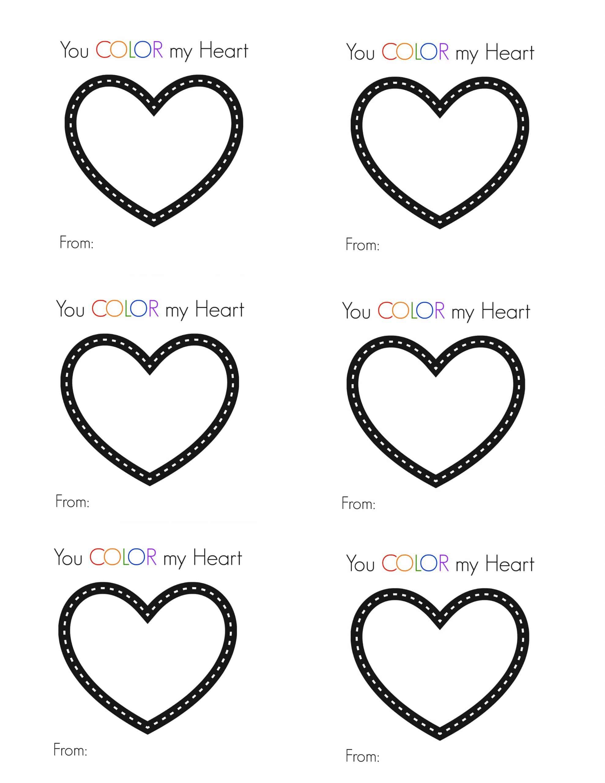 Free Printable Valentine You Color my heart Suburban Wife, City Life